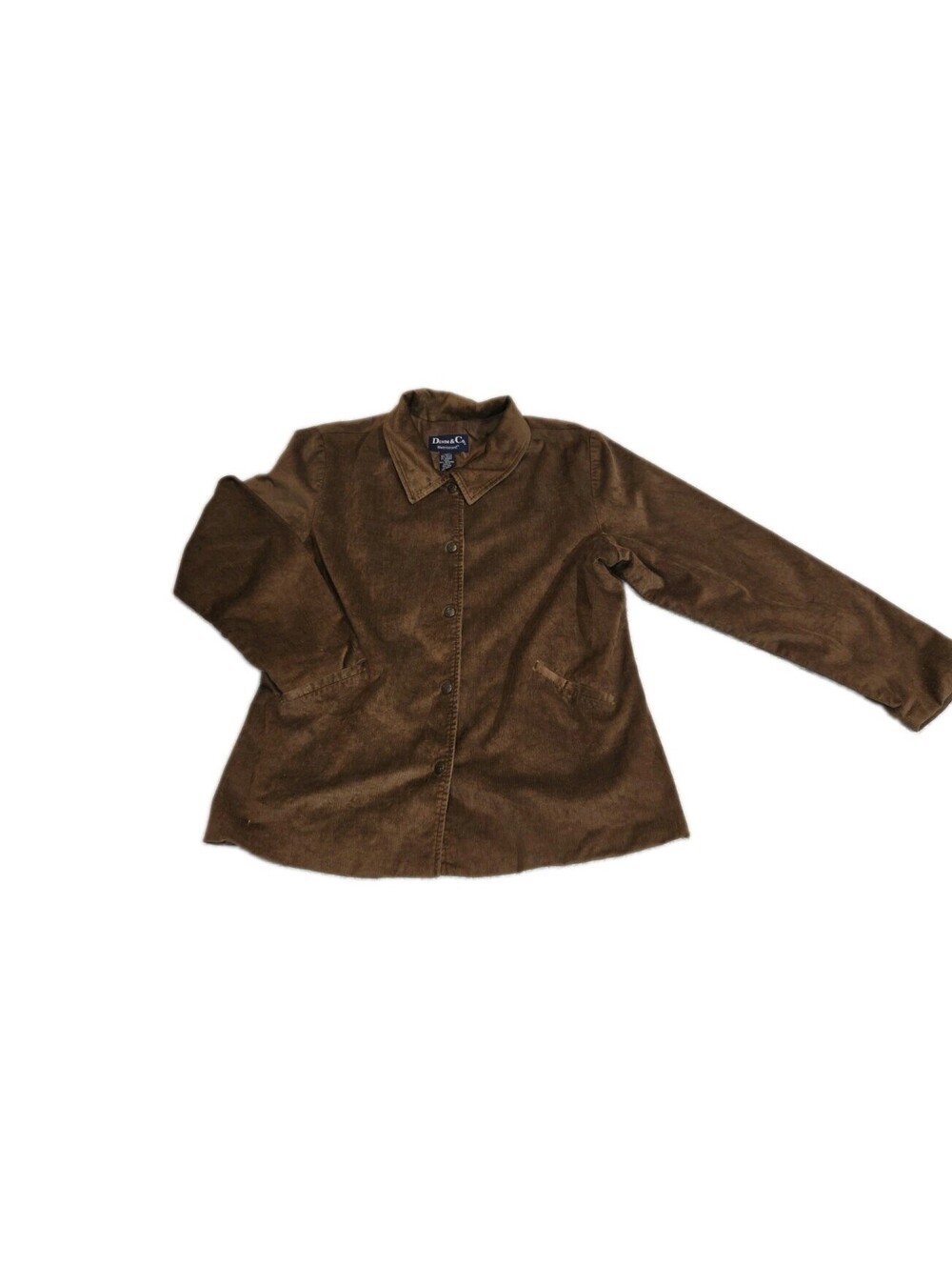 denim and co Metrocord Corduroy Jacket Sz L Womens Chocolate Brown Lined Snap...